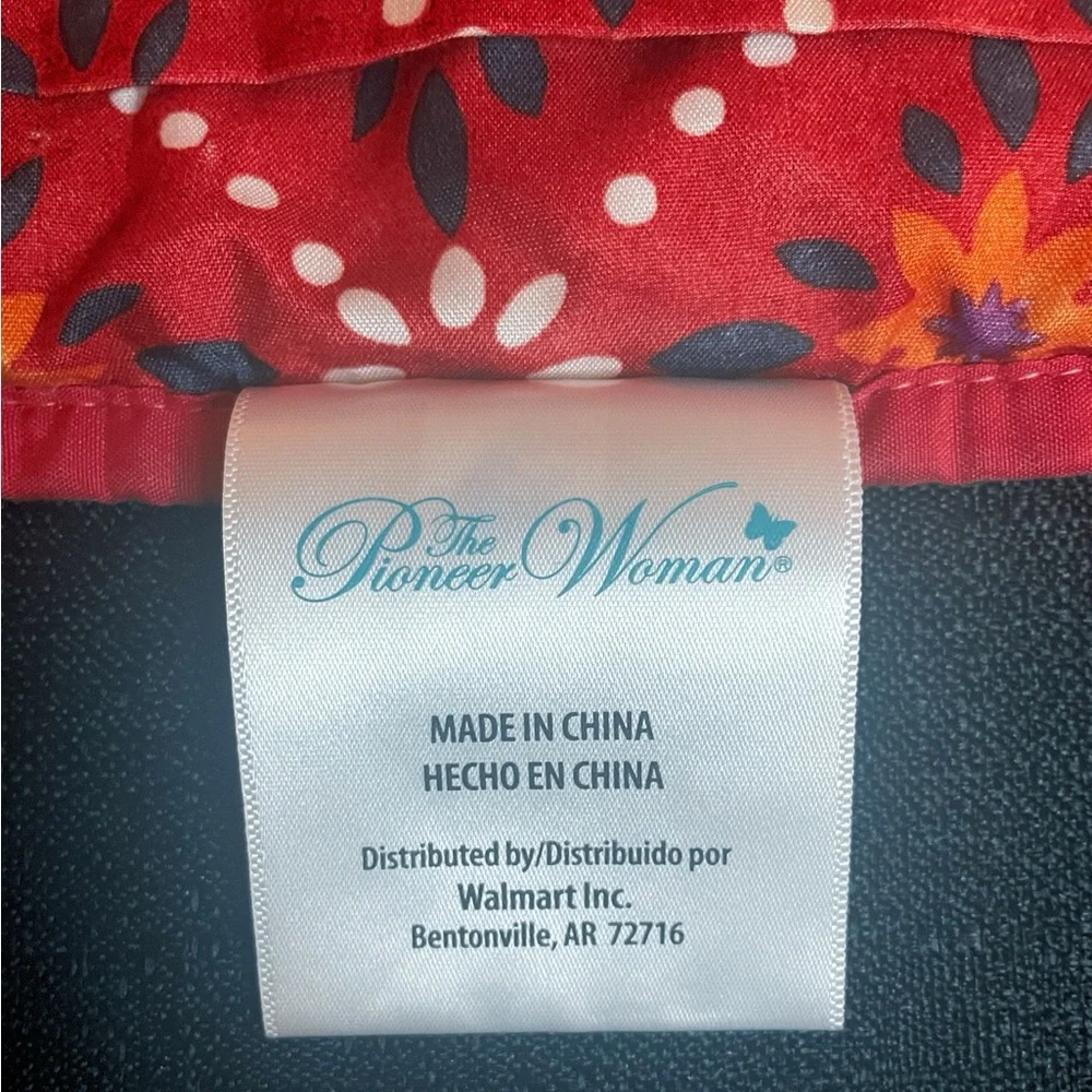 Pioneer Woman King Sham 1x Red White Multi-Color Floral Missing One Tie